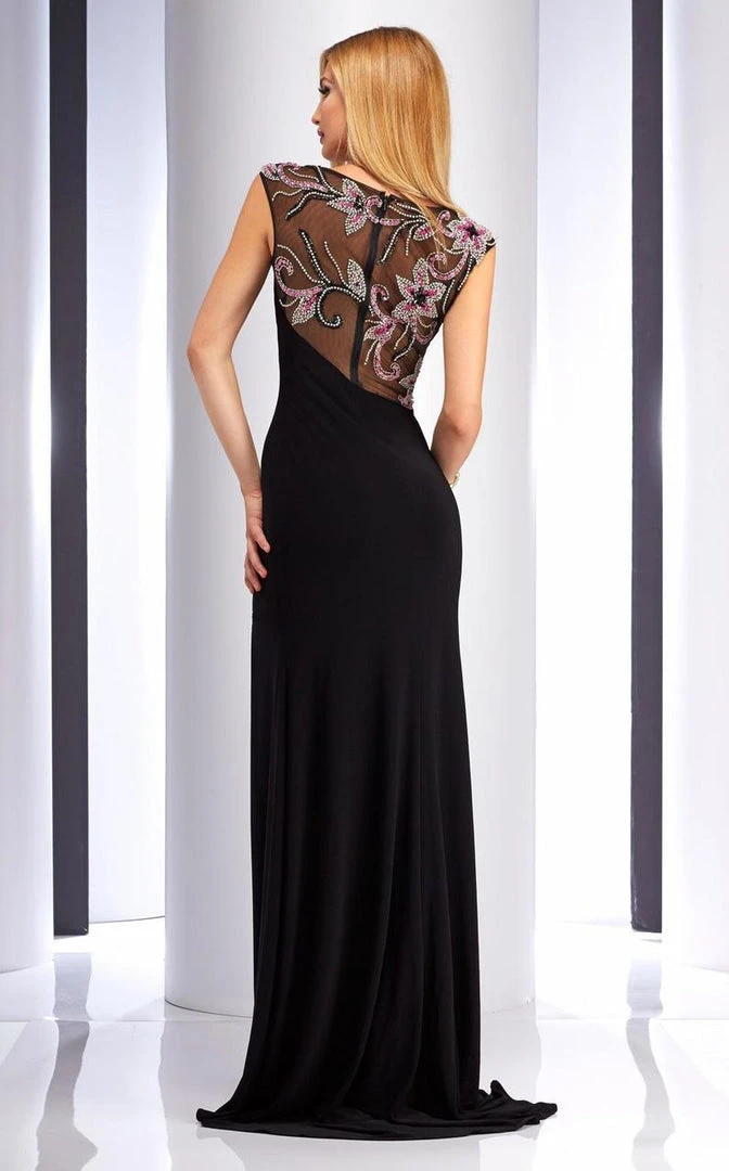 Formal Gowns Clarisse - 2756 Sheer Floral Detailed Evening Gown 4 Formal Gowns Clarisse - 2756 Sheer Floral Detailed Evening Gown