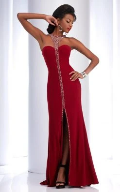 Formal Gowns Clarisse - 2797 Bejeweled Halter Sheath Dress
