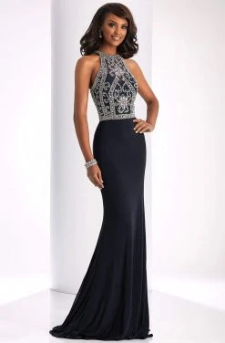 Clarisse - 2807 Crystal Festooned Halter Gown