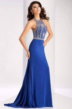 Clarisse - 2807 Crystal Festooned Halter Gown