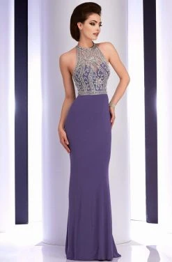 Clarisse - 2807 Crystal Festooned Halter Gown
