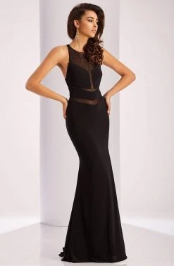Formal Gowns Clarisse - 3040 Illusion Chevron Panel Gown
