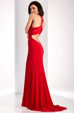 Formal Gowns Clarisse - 3040 Illusion Chevron Panel Gown