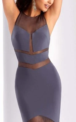 Clarisse - 3043 Chevron Panel Illusion Gown