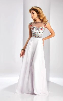 Formal Gowns Clarisse - 3050 Floral Illusion Bateau A-line Dress