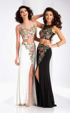 Clarisse - 3056 Floral Illusion Jewel Sheath Dress