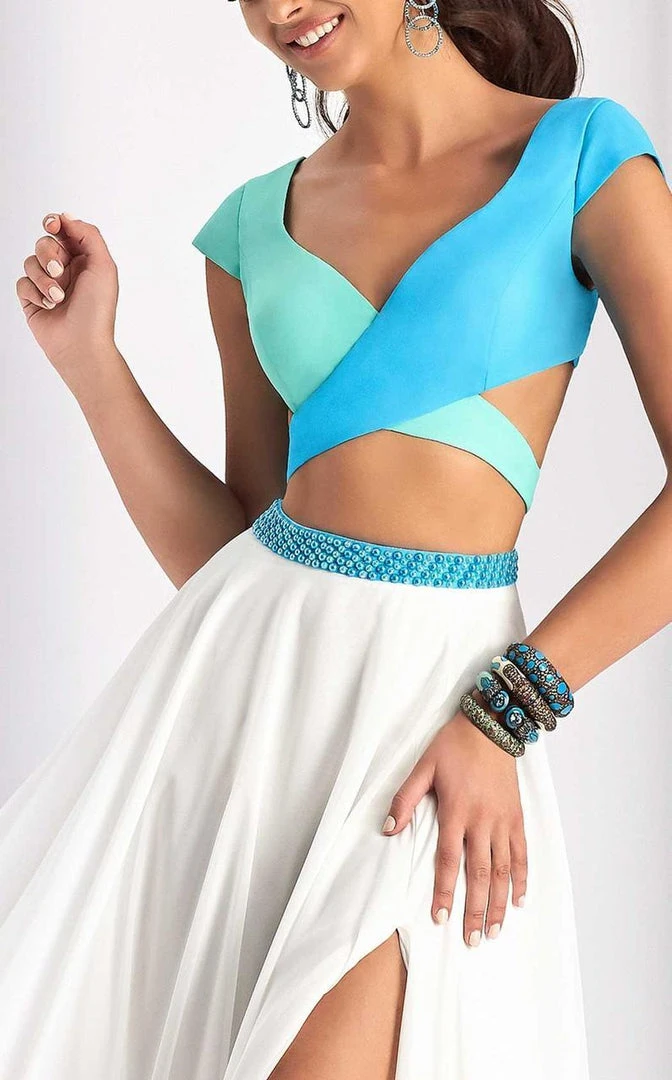 Clarisse - 3070 Two-Piece Colorblock Evening Gown 5 Clarisse - 3070 Two-Piece Colorblock Evening Gown