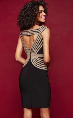 Clarisse - 3352 Gold Crystal Beaded Off Shoulder Dress