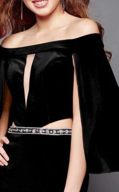 Clarisse - 3355 Cape Sleeved Off-Shoulder Dress 7 Clarisse - 3355 Cape Sleeved Off-Shoulder Dress