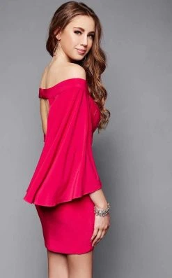 Clarisse - 3355 Cape Sleeved Off-Shoulder Dress 8 Clarisse - 3355 Cape Sleeved Off-Shoulder Dress