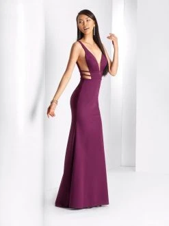 Clarisse - 3404 Sleeveless Deep V-neck Sheath Dress
