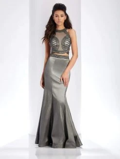 Formal Gowns Clarisse - 3410 Embellished Illusion Halter Mermaid Dress 8 Formal Gowns Clarisse - 3410 Embellished Illusion Halter Mermaid Dress