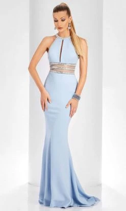 Formal Gowns Clarisse - 3411 Embellished High Halter Trumpet Dress