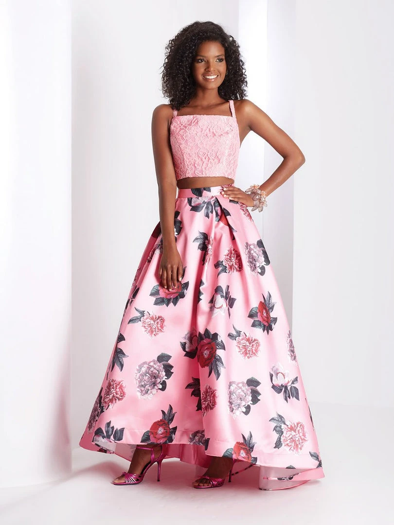 Clarisse - 3420 Two-Piece Square Neck Lace And Floral Evening Gown 3 Clarisse - 3420 Two-Piece Square Neck Lace And Floral Evening Gown