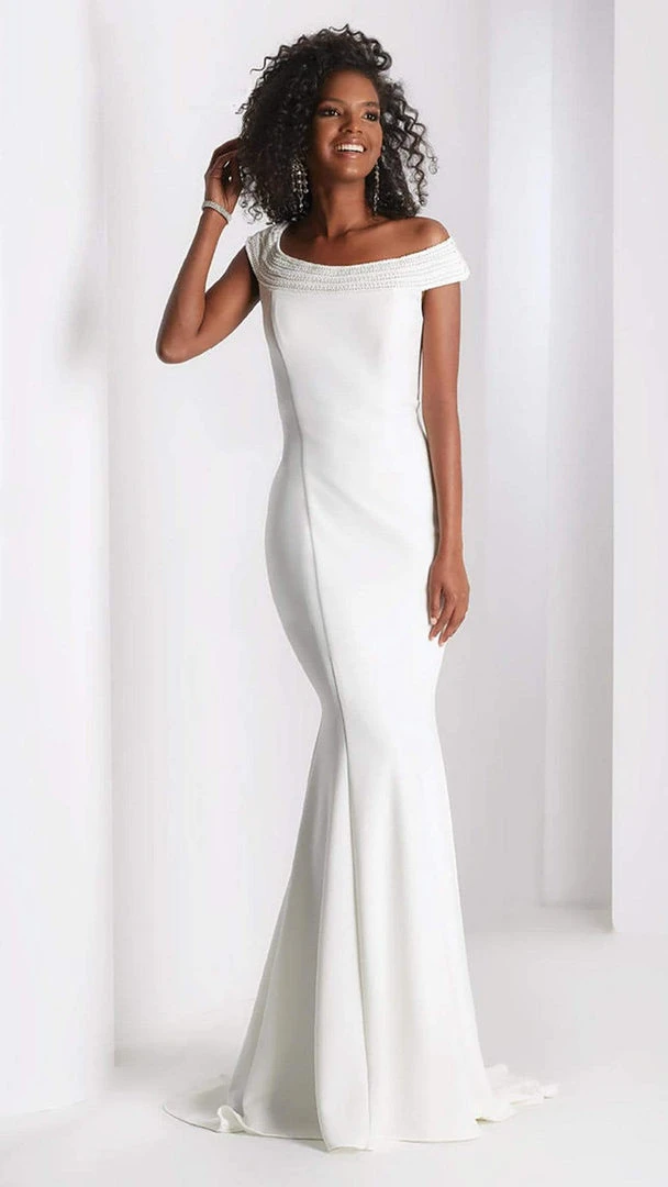 Formal Gowns Clarisse - 3432 Beaded Off-Shoulder Trumpet Dress 3 Formal Gowns Clarisse - 3432 Beaded Off-Shoulder Trumpet Dress