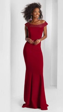 Formal Gowns Clarisse - 3432 Beaded Off-Shoulder Trumpet Dress