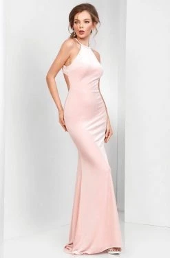 Formal Gowns Clarisse - 3468 Velvet Halter Cutout Sheath Gown