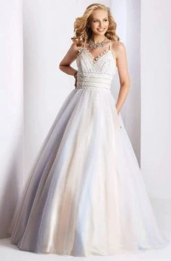 Formal Gowns Clarisse - 3503 Sleeveless Crochet Detail Evening Gown