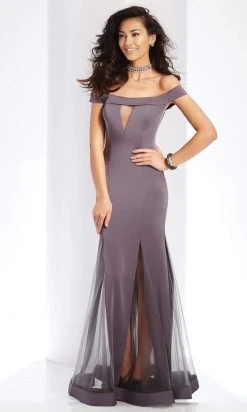 Clarisse - 3518 Off-Shoulder Sheer Trumpet Dress Formal Gowns