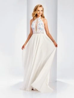 Clarisse - 3532 Halter Neck Beaded Chiffon Gown