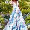 Formal Gowns Clarisse - 3538 Deep V-Neck Floral Mikado Evening Gown 1 Formal Gowns Clarisse - 3538 Deep V-Neck Floral Mikado Evening Gown