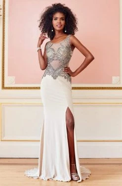 Formal Gowns Clarisse - 3542 Embellished Sheer Sheath Dress