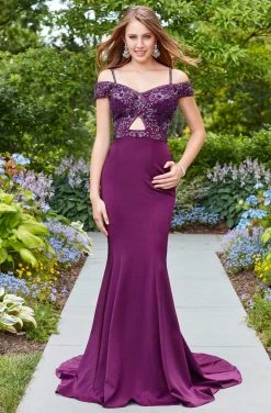 Formal Gowns Clarisse - 3543 Bedazzled V-neck Trumpet Dress