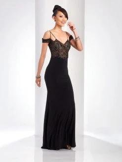 Formal Gowns Clarisse - 3544 Sheer Off-Shoulder Fitted Gown