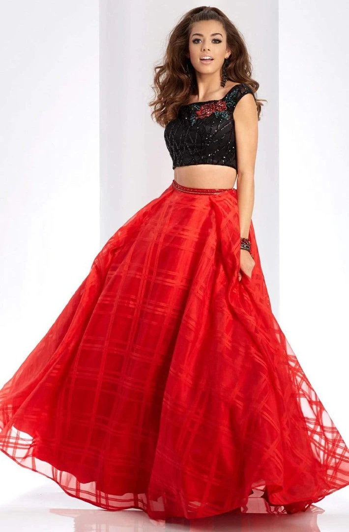 Clarisse - 3580 Two Piece Plaid Contrast Prom Dress Formal Gowns 3 Clarisse - 3580 Two Piece Plaid Contrast Prom Dress Formal Gowns