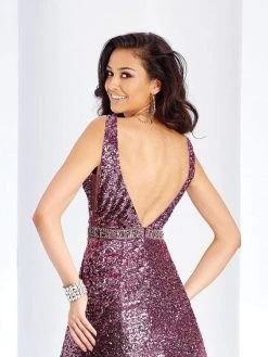 Clarisse - 3589 Sleeveless Sequined Deep V-neck Ballgown 7 Clarisse - 3589 Sleeveless Sequined Deep V-neck Ballgown