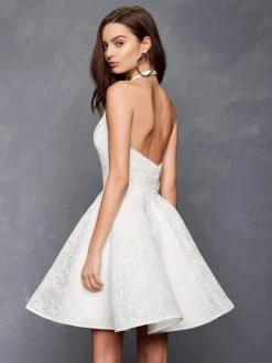 Clarisse - 3600 Halter V-neck A-line Cocktail Dress