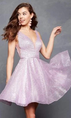 Clarisse - 3627 Allover Sequin Cutout Illusion Cocktail Dress