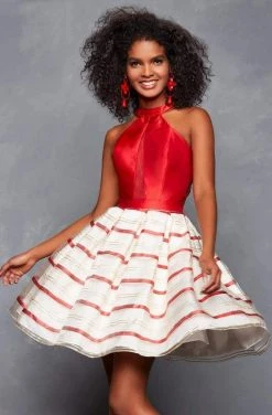 Clarisse - 3632 High Halter Mikado Organza A-line Dress Cocktail Dresses