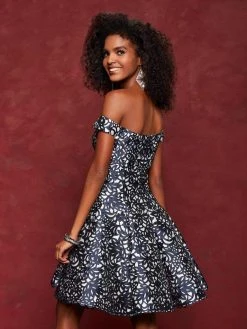 Clarisse - 3677 Tonal Beaded Laser Cut Mikado A-line Dress Cocktail Dresses 5 Clarisse - 3677 Tonal Beaded Laser Cut Mikado A-line Dress Cocktail Dresses