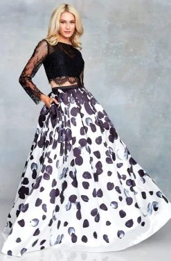 Clarisse - 3708 Two Piece Long Sleeves Petal Print Gown