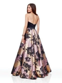 Clarisse - 3718 Strapless Floral Print A-Line Gown