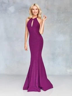 Formal Gowns Clarisse - 3726 Halter Neck Glitter Jersey Mermaid Dress