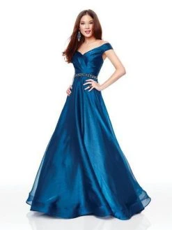 Clarisse - 3752 Pleated Surplice Off Shoulder Ballgown Formal Gowns