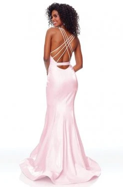 Formal Gowns Clarisse - 3765 Deep Halter V-neck Mermaid Dress With Train