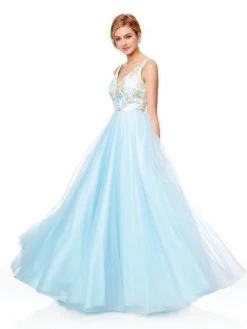 Formal Gowns Clarisse - 3768 Floral Plunging Sweetheart Tulle Gown