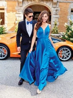 Clarisse - 3776 Plunging Crisscross Open Back High Slit Gown Formal Gowns