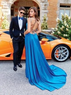 Clarisse - 3776 Plunging Crisscross Open Back High Slit Gown Formal Gowns