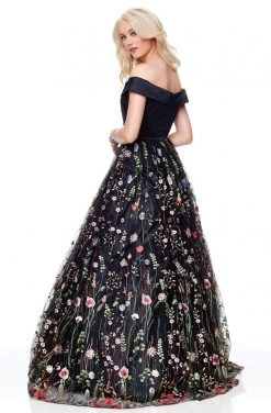 Formal Gowns Clarisse - 3803 Floral Embroidered Off-Shoulder A-Line Gown