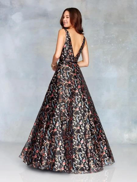 Clarisse - 3804 Plunging V-Neck Floral Evening Dress Formal Gowns 4 Clarisse - 3804 Plunging V-Neck Floral Evening Dress Formal Gowns