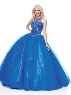 Clarisse - 3814 Bead Embellished Illusion Halter Ballgown