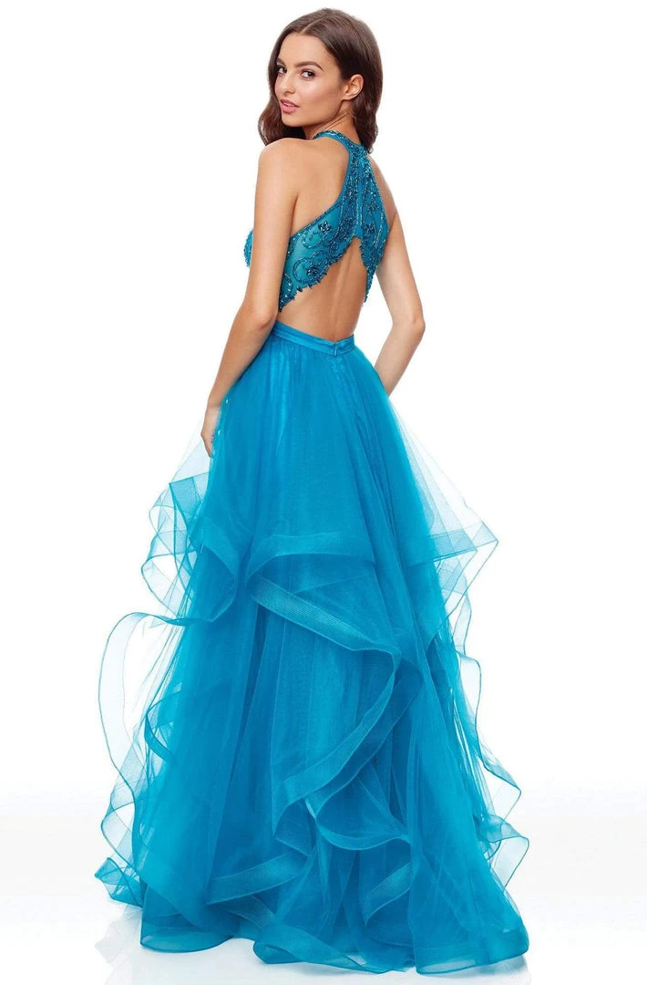 Clarisse - 3815 Beaded Halter Ruffled A-line Dress Formal Gowns 4 Clarisse - 3815 Beaded Halter Ruffled A-line Dress Formal Gowns