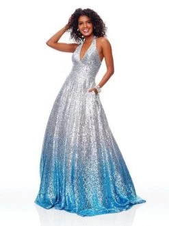 Clarisse - 3820 Plunging Halter Sequined Ballgown Formal Gowns