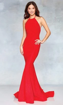 Clarisse - 3831 Halter Strap Glitter Jersey Mermaid Gown Formal Gowns