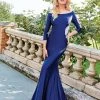 Formal Gowns Clarisse - 3841 Quarter Length Sleeve Silky Jersey Mermaid Gown 1 Formal Gowns Clarisse - 3841 Quarter Length Sleeve Silky Jersey Mermaid Gown