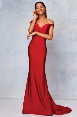 Clarisse - 3845 Off Shoulder Silk Jersey Mermaid Gown